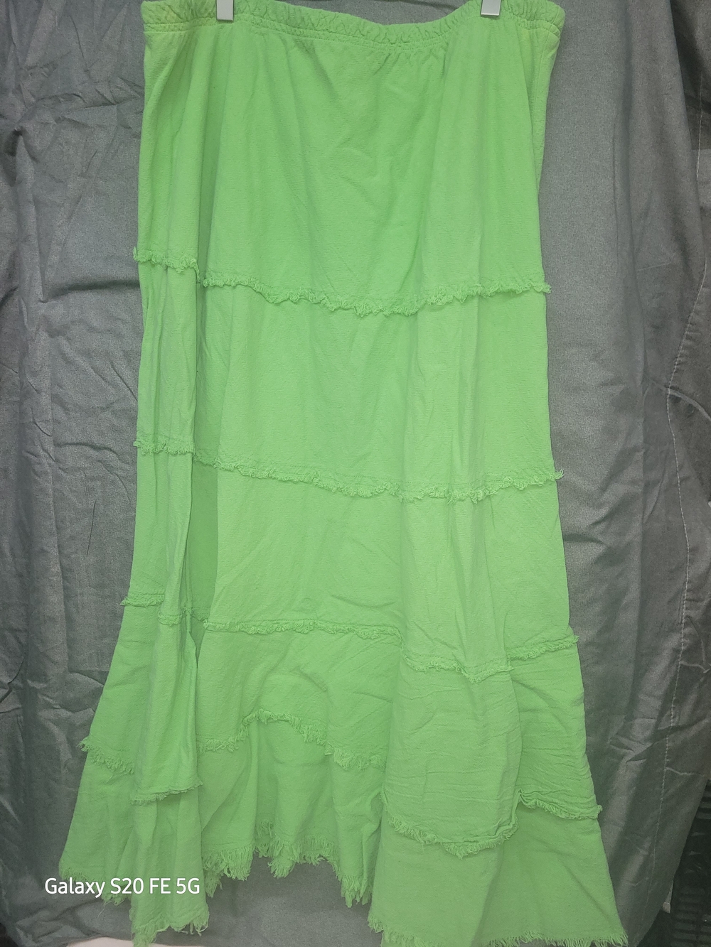 Soft Surroundings Bright Lime Tiered Maxi Skirt